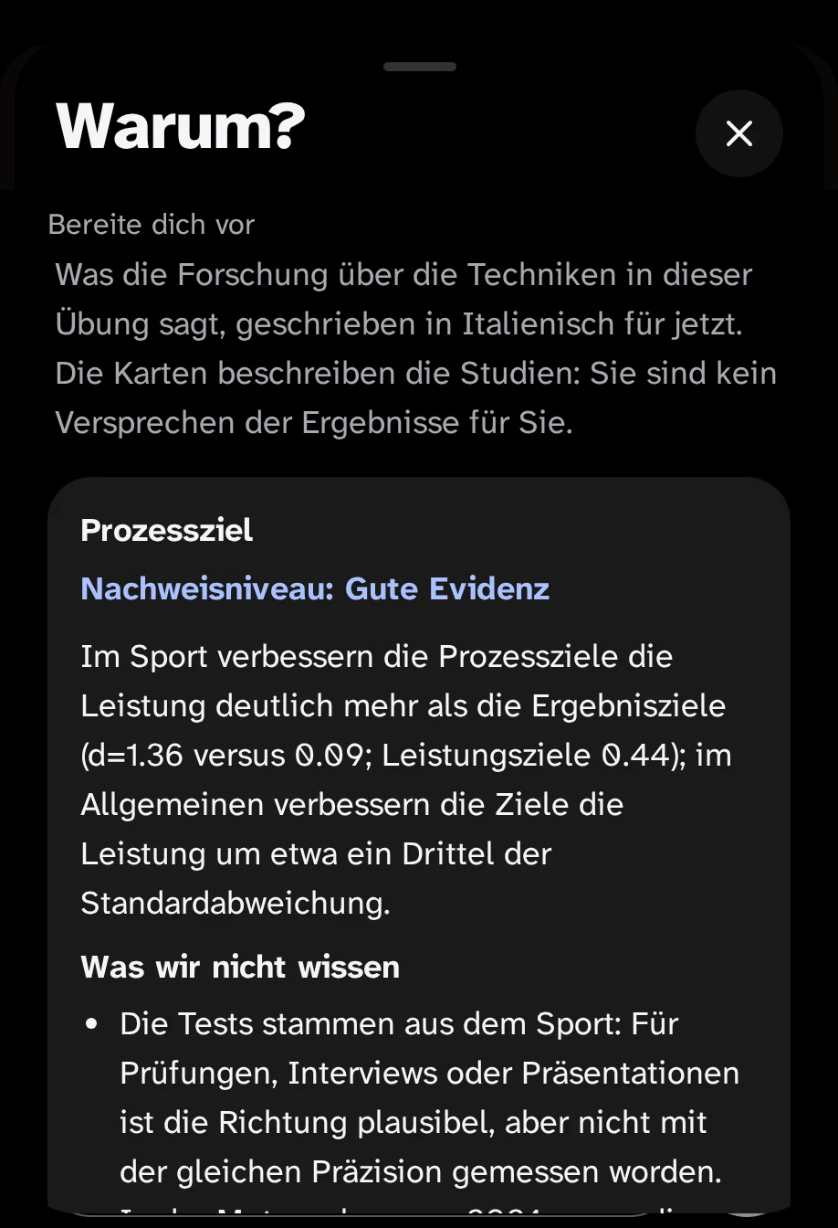 Das Blatt "Warum?" von "Vorbereitungen": Prozessziele, Teststufe "Provinz gut" und was wir nicht wissen.