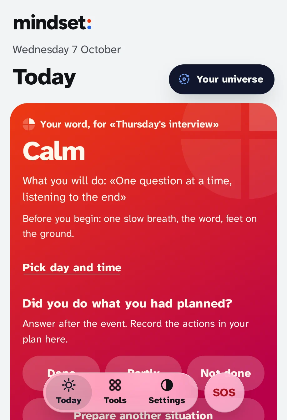Today with full energy: the same card, in a full red.
