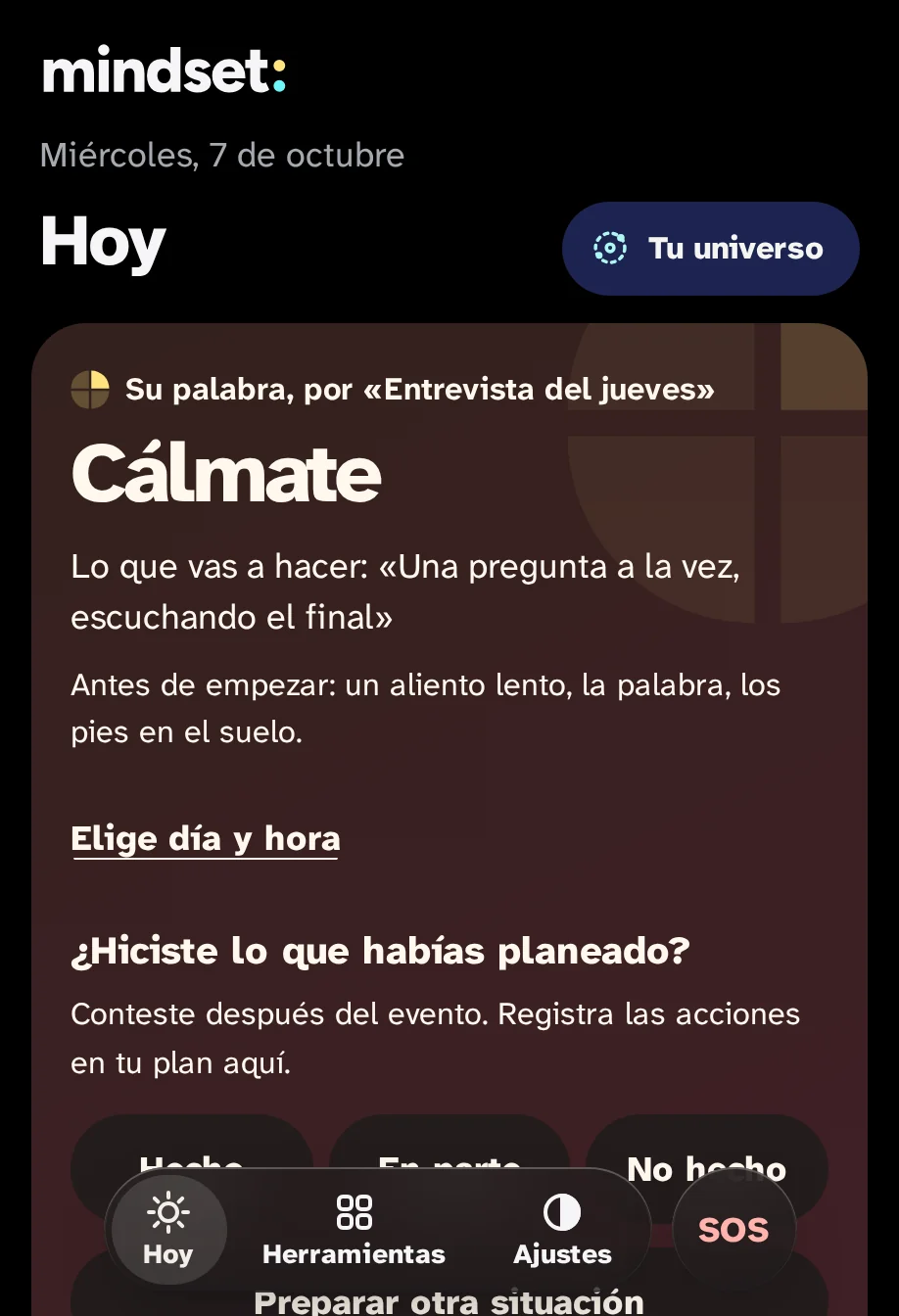 Hoy con energía tranquila: el tablero del piano es tranquilo en colores suaves.