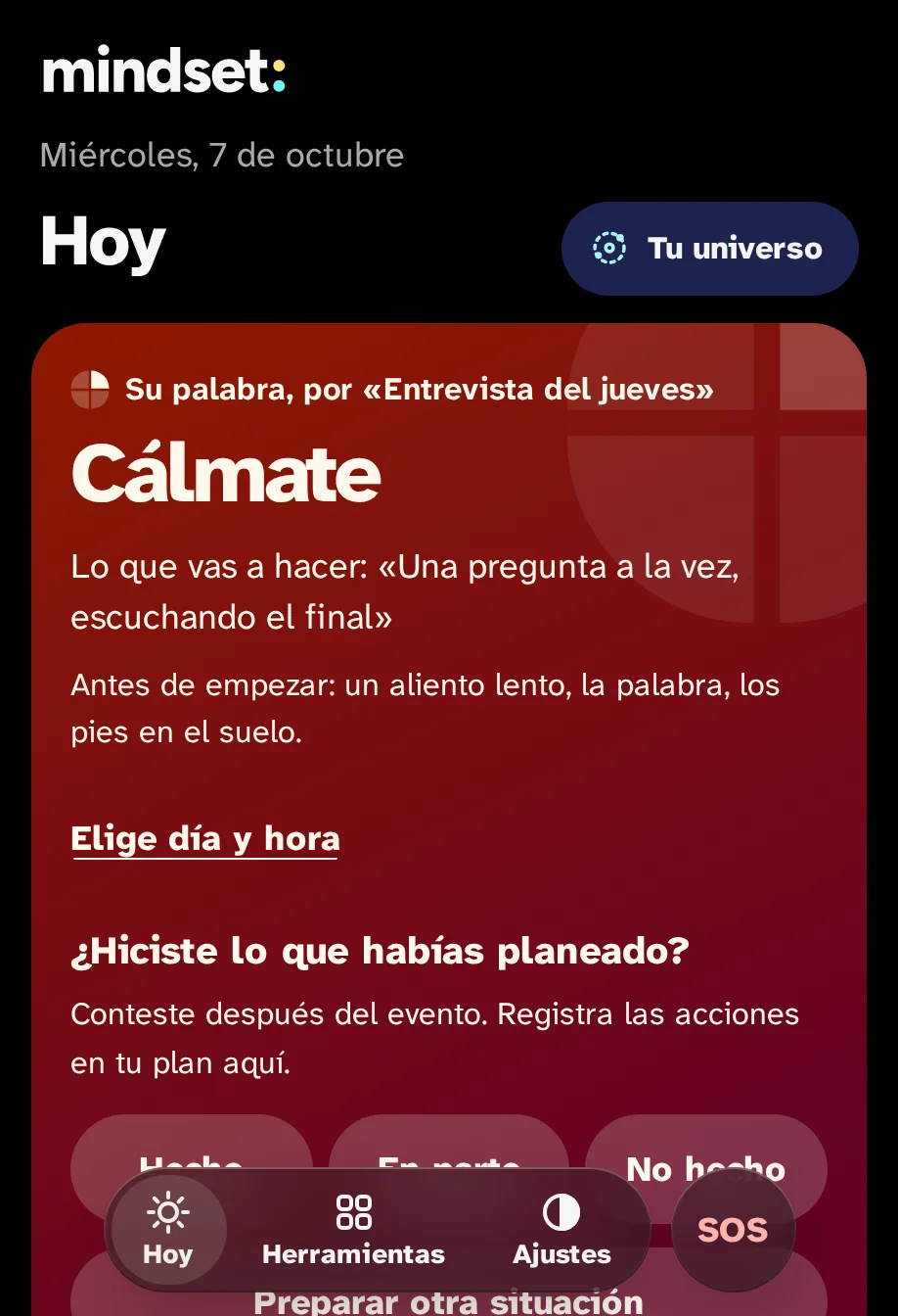 Hoy con energía completa: la misma tarjeta, en rojo completo.