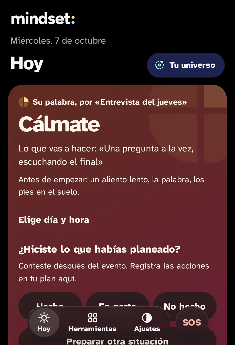 Hoy con la energía viva: la misma tarjeta, con colores más brillantes.