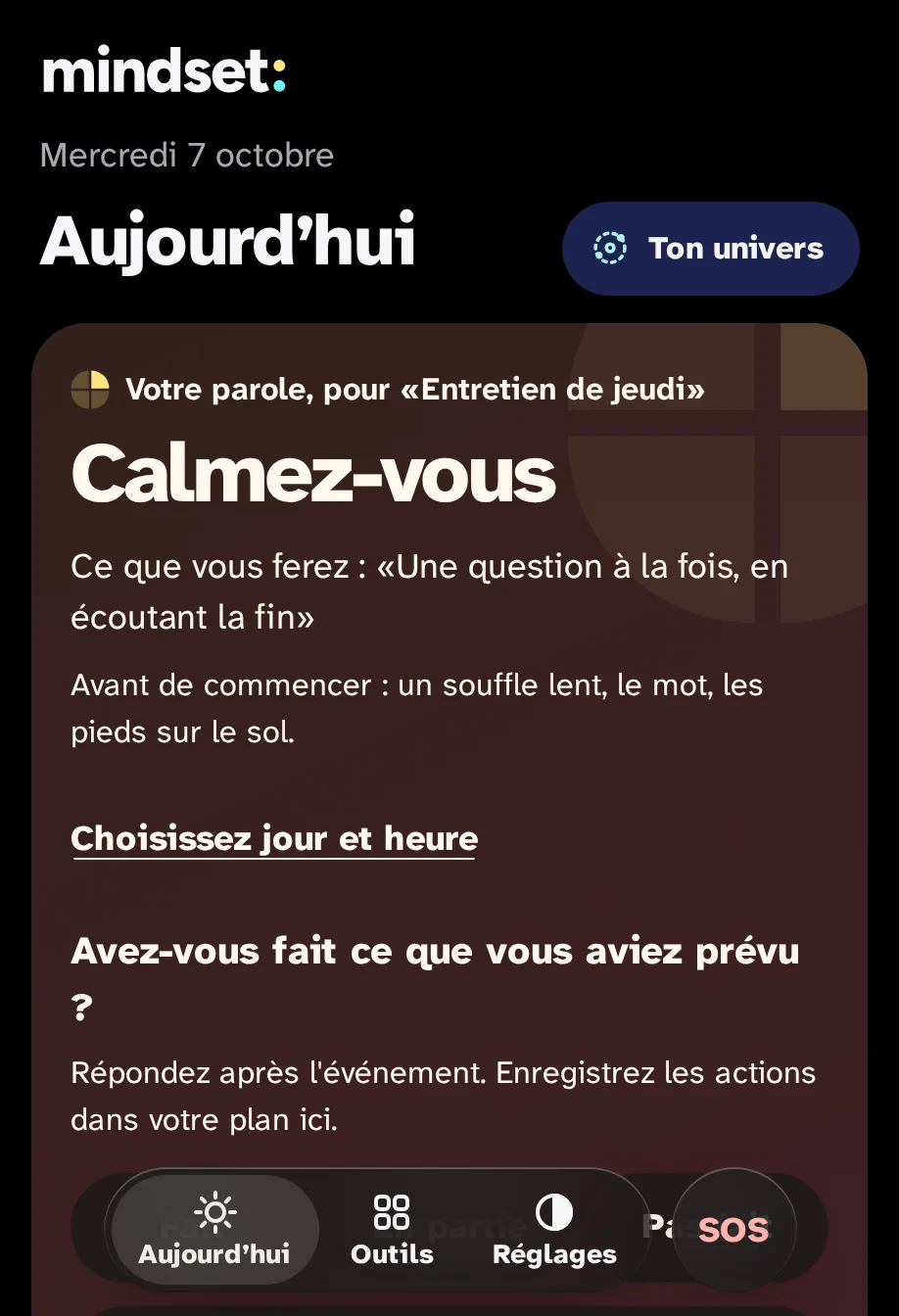Aujourd'hui avec une énergie calme : la planche du piano est calme dans les couleurs douces.