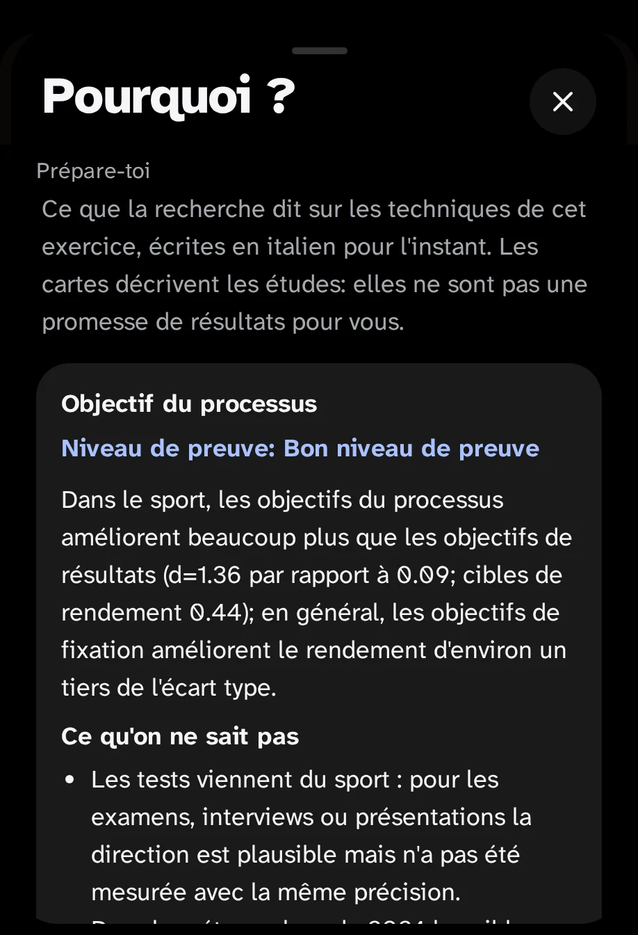 La feuille «Pourquoi?» de «Préparations» : objectifs du processus, niveau d'essai «Provinces bonnes» et ce que nous ne savons pas.