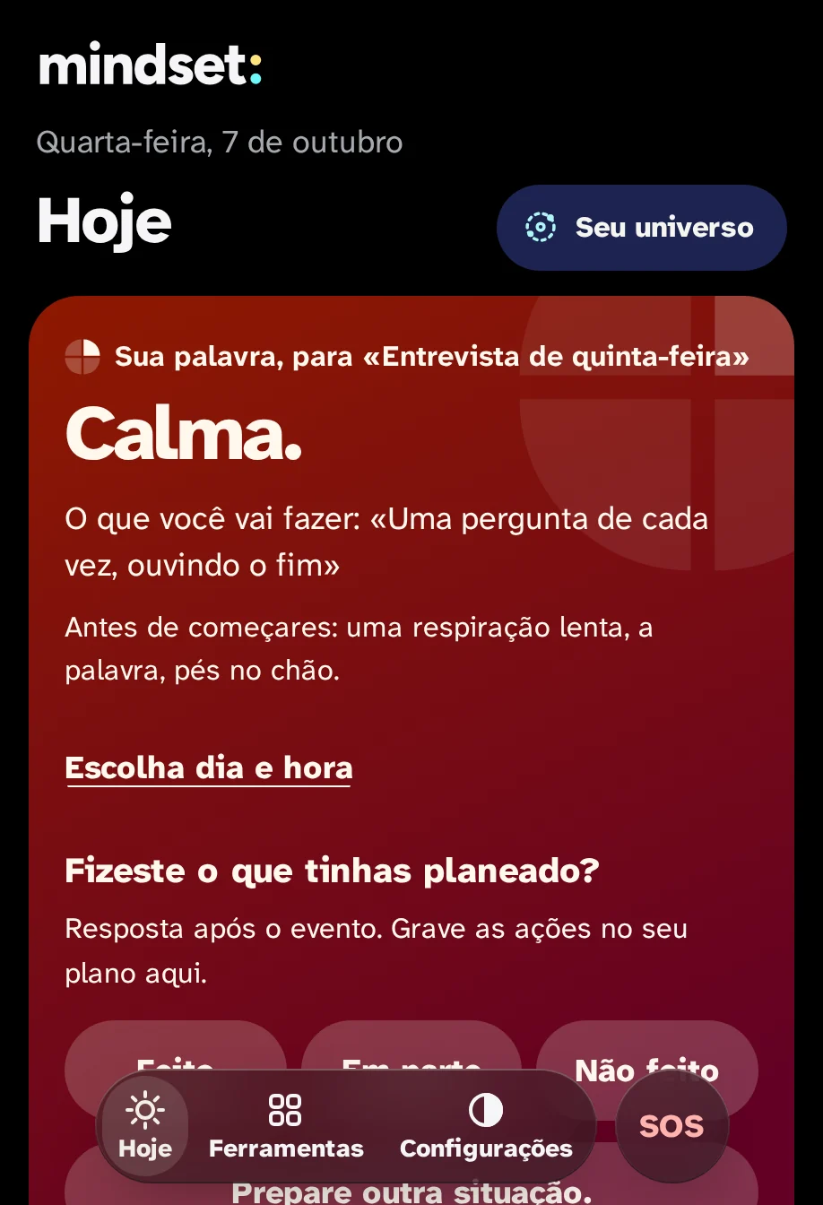 Hoje com toda a energia: o mesmo cartão, em vermelho cheio.