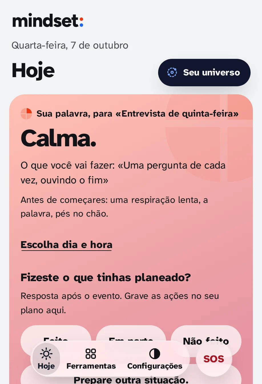 Hoje com a energia ao vivo: o mesmo cartão, com cores mais brilhantes.
